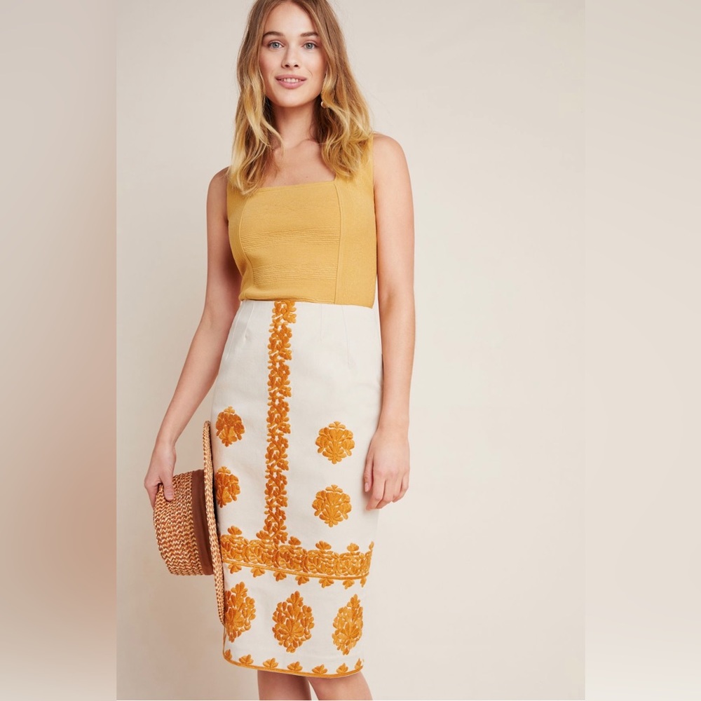 Verona Embroidered Pencil Skirt